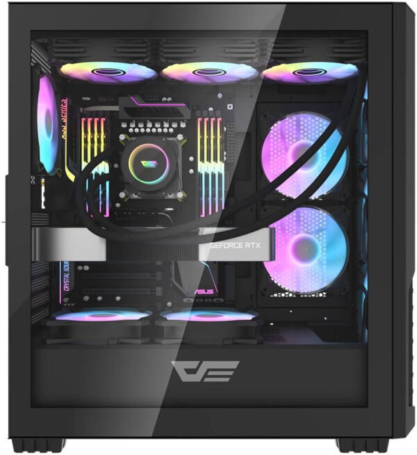 DarkFlash DF2100 ATX Mid Tower Gaming Case with 4 ARGB Fans – Black