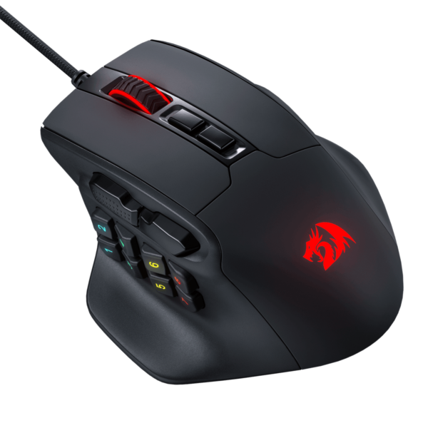 Redragon M811 Aatrox MMO Gaming Mouse, 15 Programmable Buttons Wired RGB Mouse w/Ergonomic Natural Grip Build, 10 Side Macro Keys, Software Supports DIY Keybinds & Backlit