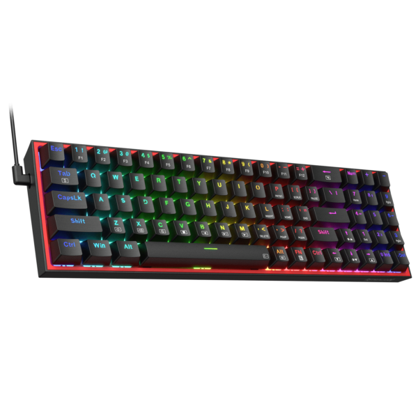 Redragon Pollux Pro K628CTB-RGB-PRO Wired/Wireless Mechanical RGB Gaming Keyboard - Transparent Black - Translucent Custom Switch