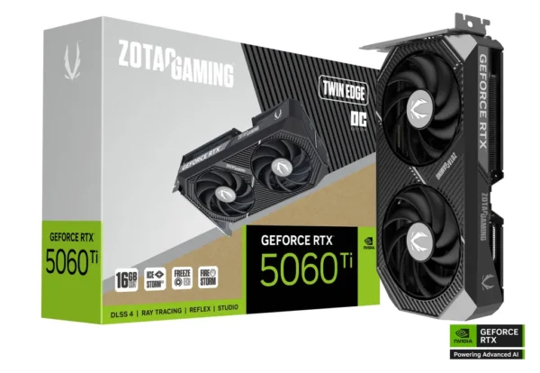 Zotac Gaming GeForce RTX 5060 Ti 16GB Twin Edge DLSS 4 16GB GDDR7 128-bit 28 Gbps PCIE 5.0 Gaming Graphics Card