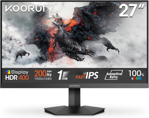 Koorui G2711P 200HZ Full HD LED Monitor – Large 27-Inch Display, Wide Viewing Angles, and Eye Comfort Technology