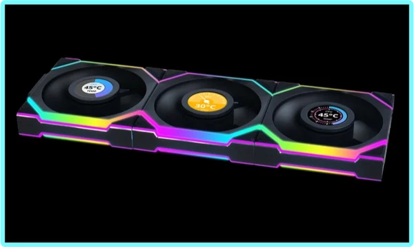 Lian Li UNI FAN SL Wireless LCD 120 Black (3pcs) | Premium ARGB Fan Kit with Wireless Controller & LCD Display