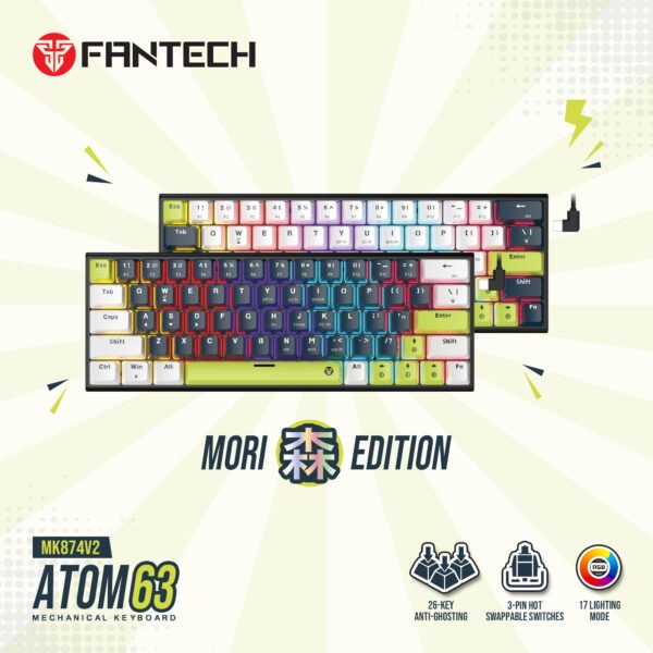 Fantech Atom 63 Mori Edition MK874V2 60% Mechanical Gaming Keyboard (Hot-Swappable)
