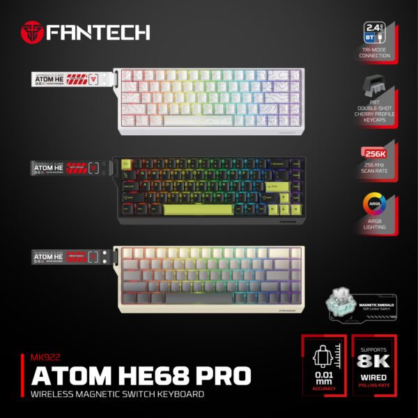Fantech ATOM HE68 Pro Magnetic Gaming Keyboard (Hall Effect | Rapid Trigger | RGB)