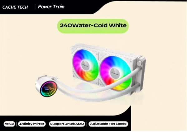 Power Train D240A ARGB Liquid CPU Cooler White