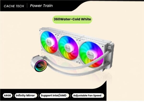 Power Train 360A RGB Fan Kit – 3-in-1 PC Cooling Fans with Controller White