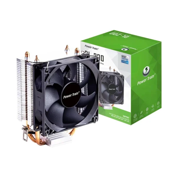 POWER TRAIN DL-200 Air CPU Cooler with 120mm PWM Fan & Dual Copper Heat Pipes