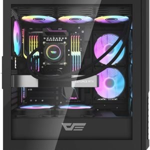 DarkFlash DF2100 ATX Mid Tower Gaming Case with 4 ARGB Fans – Black