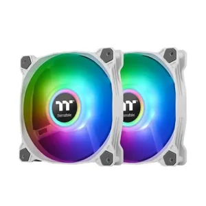 Thermaltake Pure Duo 12 ARGB Sync White (2‑Pack) – Dual‑Ring Lighting, Quiet Cooling, PWM Control & Elegant White Design