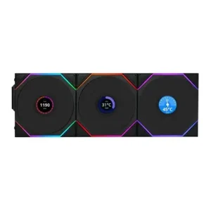 Lian Li UNI FAN TL‑LCD Wireless 120 Black (3pcs) | Premium ARGB Fan Kit with LCD Display & Wireless Controller