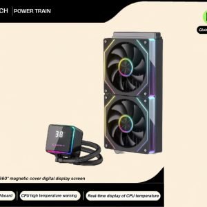 POWER TRAIN M240 BLACK 240mm ARGB AIO Liquid CPU Cooler with Digital Temperature Display