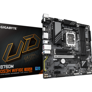 GIGABYTE B760M DS3H WIFI6E Gen5 DDR5 Micro-ATX Motherboard – Intel 12th/13th Gen CPU Support
